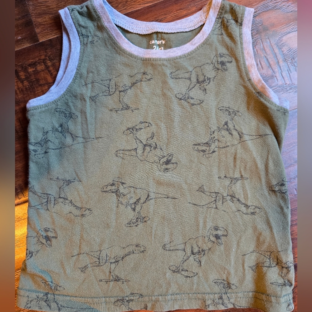 🏖 Carters Boy Green Dino Tank 24 Mos